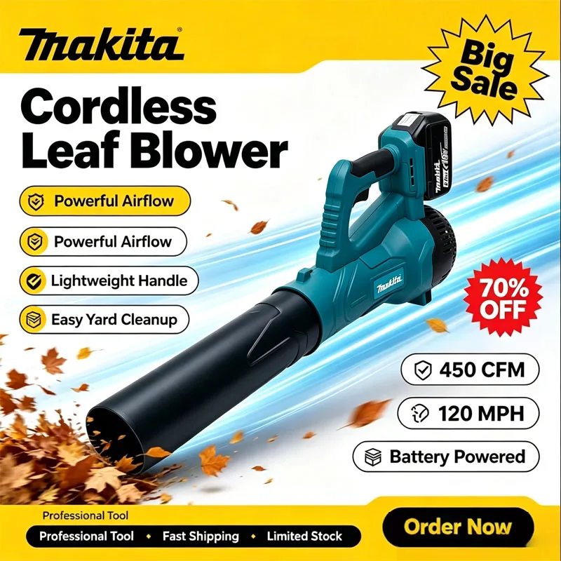 Leaf Blower Cordless - Беспроводной воздуходув для листьев Makita, 38000