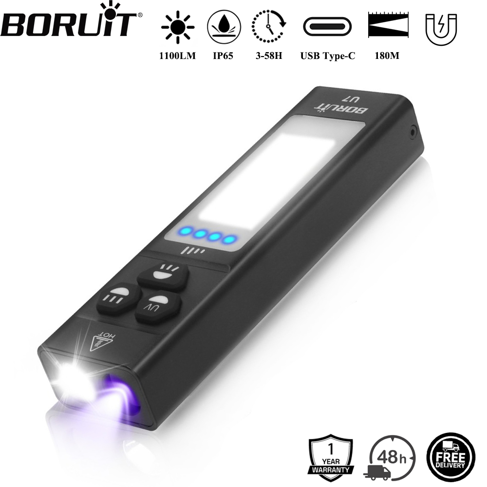 Outdoor Power Bank - BORUiT U7 УФ-светодиодный фонарик EDC 1100LM